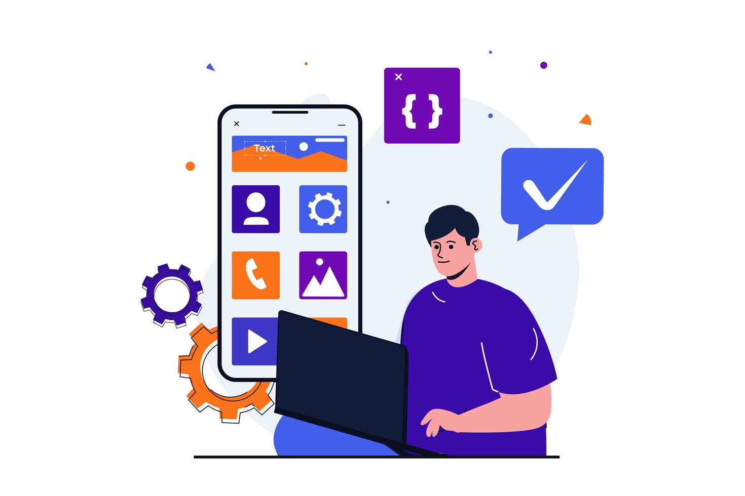 Android app developers coding and testing apps
